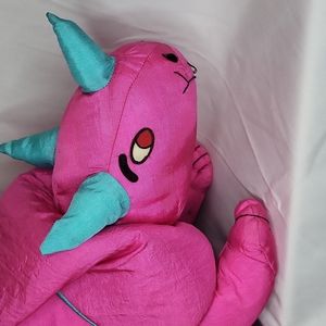 Hot Pink dinosaur nylon plush vintage 1990s international silver read